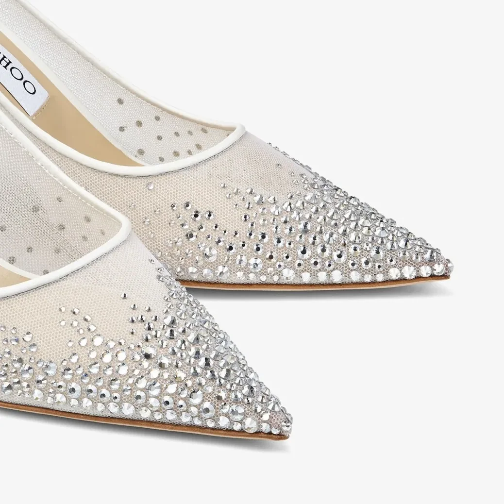 Jimmy Choo Love 85 Mesh Pointed-Toe Pumps White LOVE85NYT Jimmy Choo Love 85 Mesh Pointed-Toe Pumps White LOVE85NYT