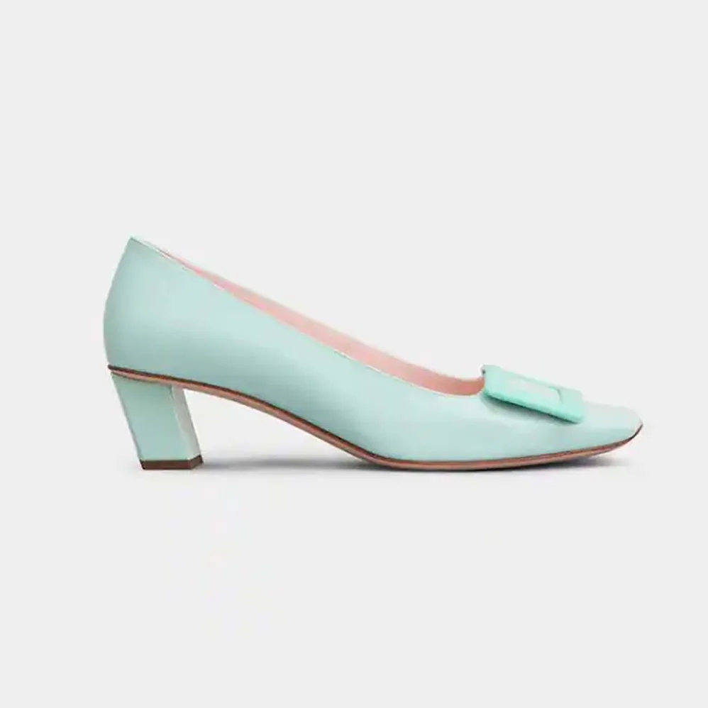 Roger Vivier Patent Leather Belle Vivier Pumps for Women in Aqua Roger Vivier Patent Leather Belle Vivier Pumps for Women in Aqua