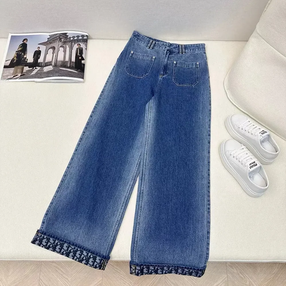Dior Flared Jeans Blue Stonewashed Cotton Denim with Dior Oblique Interior for Women