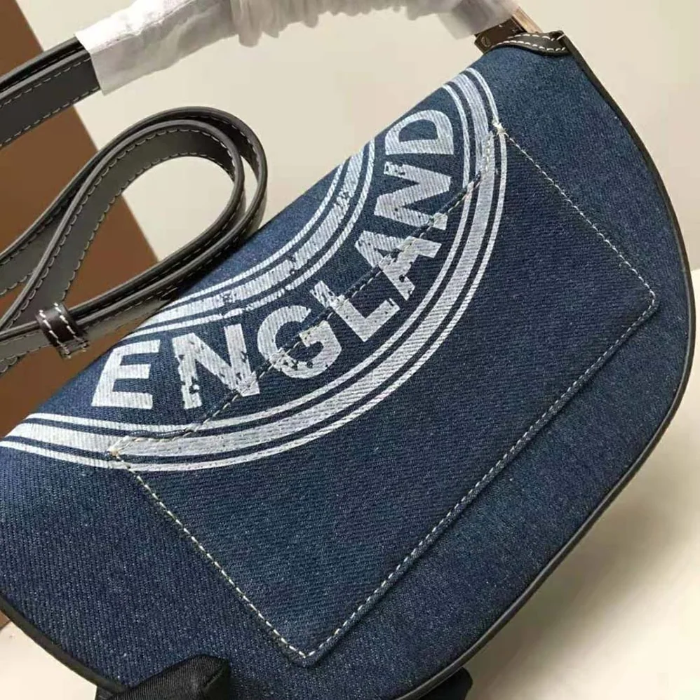 Burberry Small Logo Graphic Denim and Leather Olympia Bag for Women Burberry Small Logo Graphic Denim and Leather Olympia Bag for Women