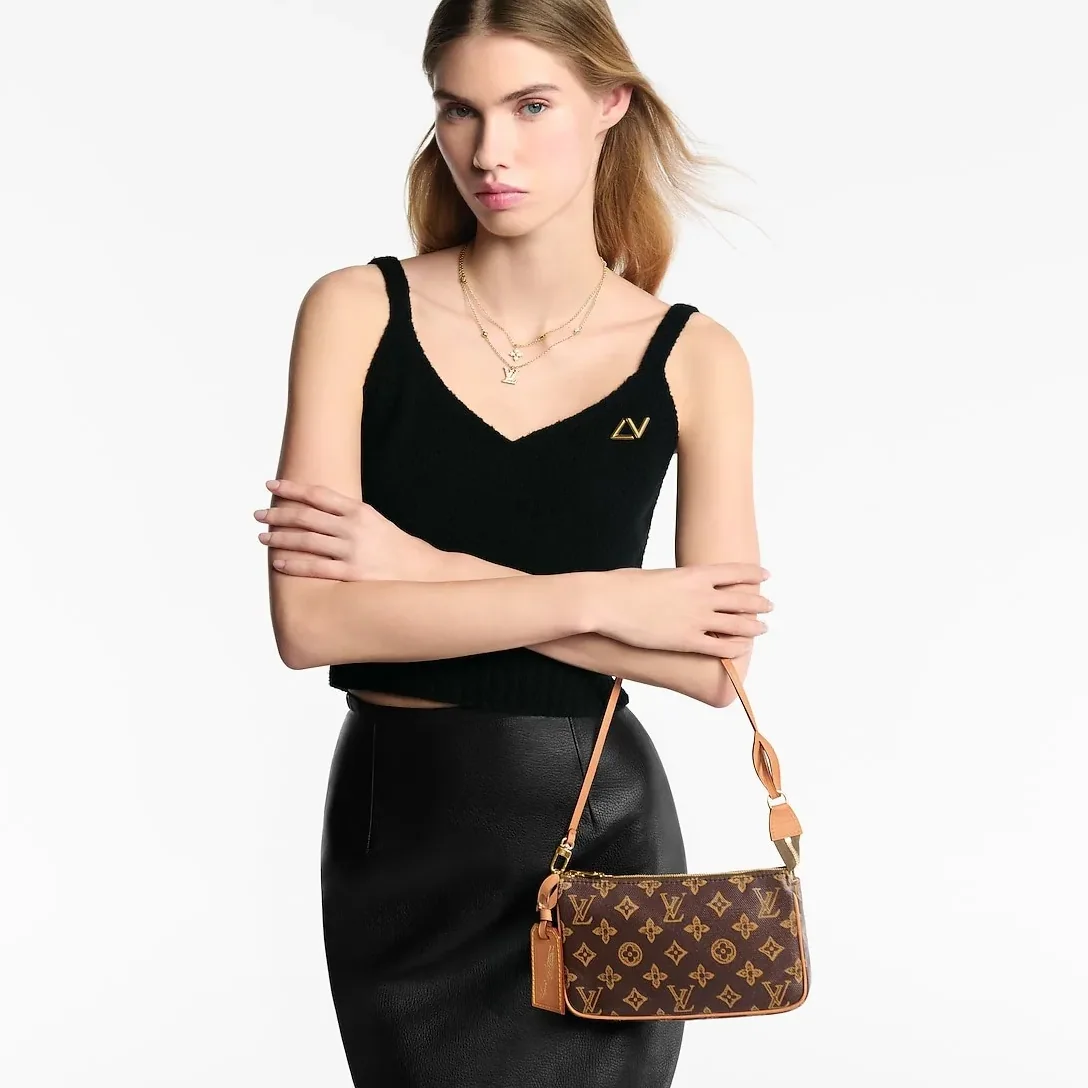 Louis Vuitton Pochette Accessoires Shoulder Bag / Brown Monogram Origine Ebene Gold Hardware