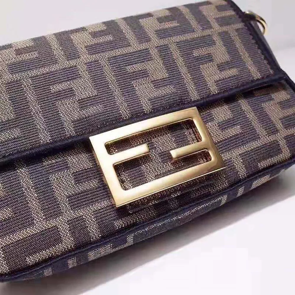 Fendi Mini Baguette Brown Fabric Bag for Women Fendi Mini Baguette Brown Fabric Bag for Women