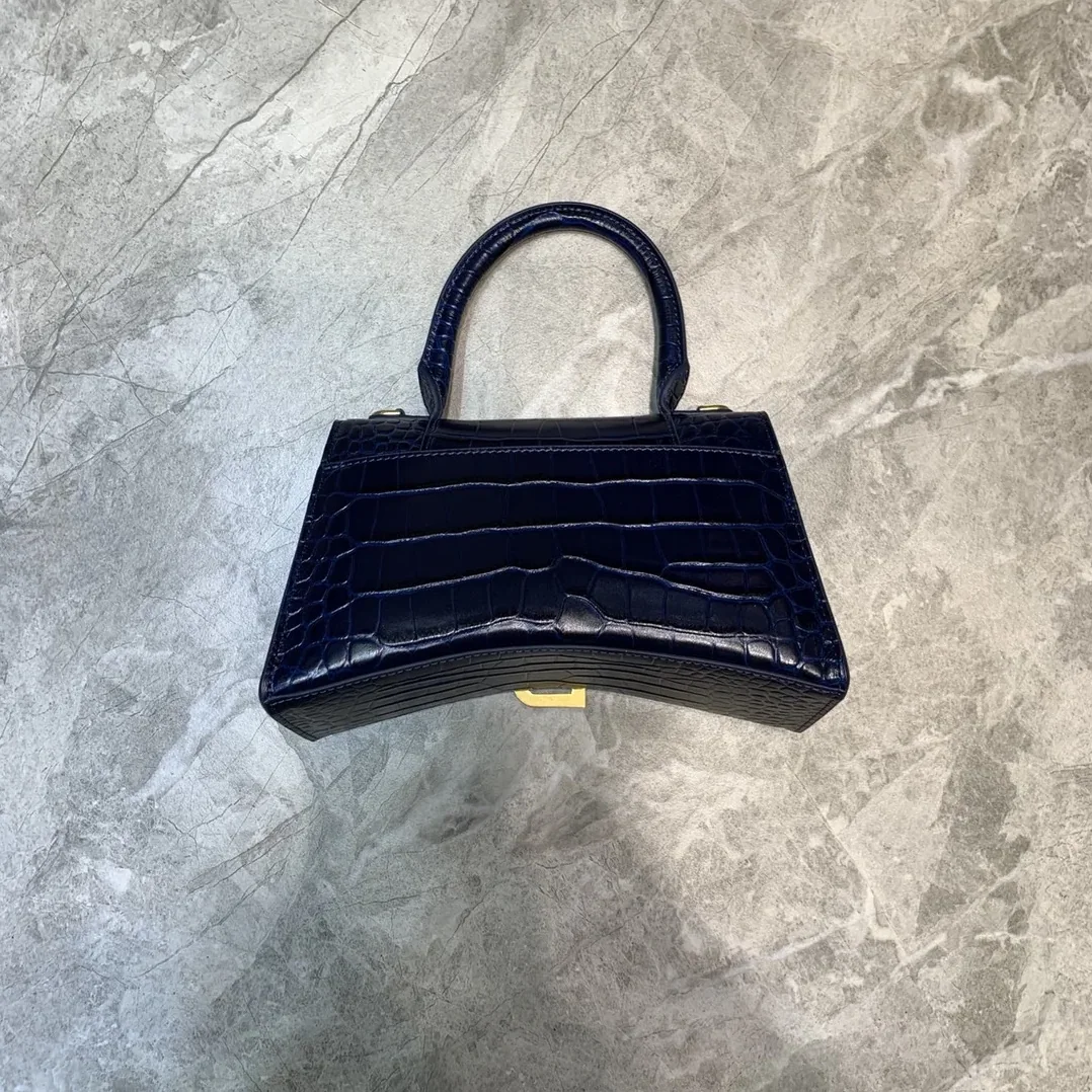Balenciaga Hourglass Small Handbag In Dark Blue