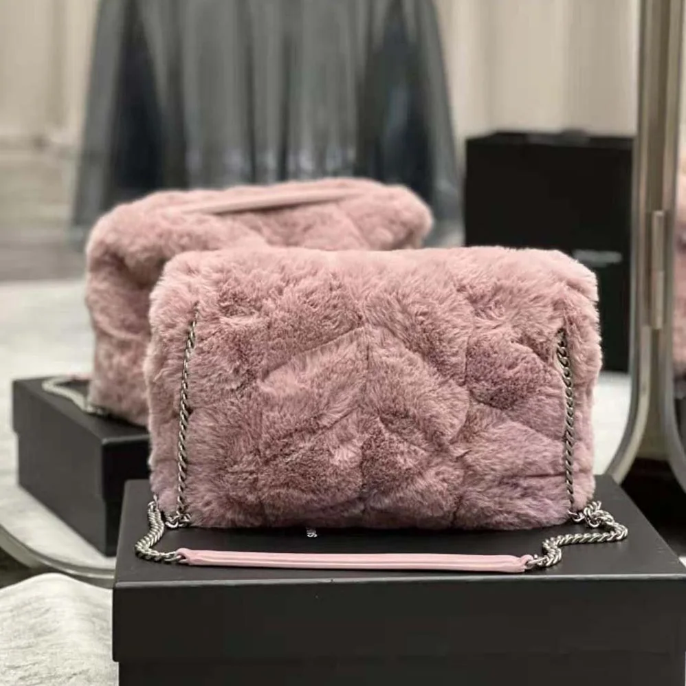 Saint Laurent YSL Puffer Small Bag in Merino Shearling and Lambskin for Women Saint Laurent YSL Puffer Small Bag in Merino Shearling and Lambskin for Women