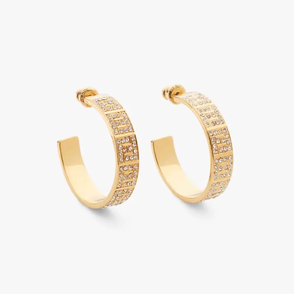 Fendi Hoop Earrings with FF Motif Gold for Women in colored Fendi Hoop Earrings with FF Motif Gold for Women in colored