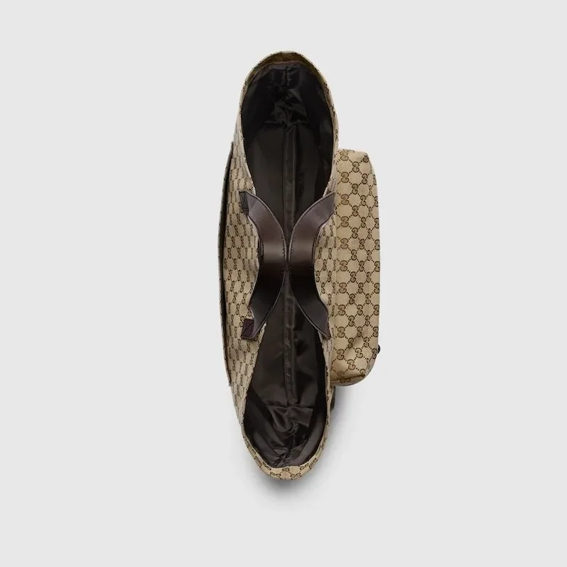 Gucci GG Canvas Maxi Tote Bag Beige And Dark Brown /