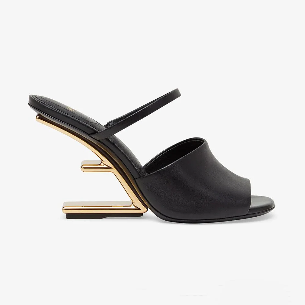 Fendi First Black Leather High for Women in Heeled Sandals Fendi First Black Leather High for Women in Heeled Sandals