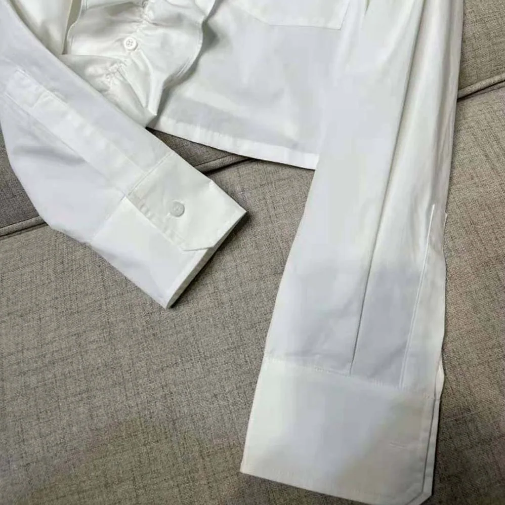 Prada Poplin Shirt with Triangle Logo with Sartorial Label for Women