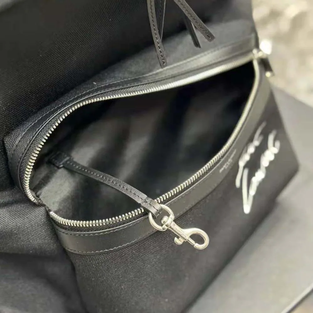 Saint Laurent YSL Saint Laurent Embroidered City Backpack in Canvas for Women Saint Laurent YSL Saint Laurent Embroidered City Backpack in Canvas for Women