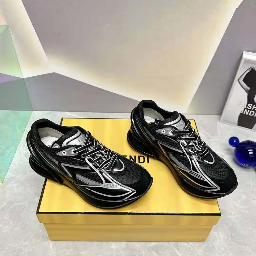 Fendi First 1 Black Fabric Running Shoes for Women