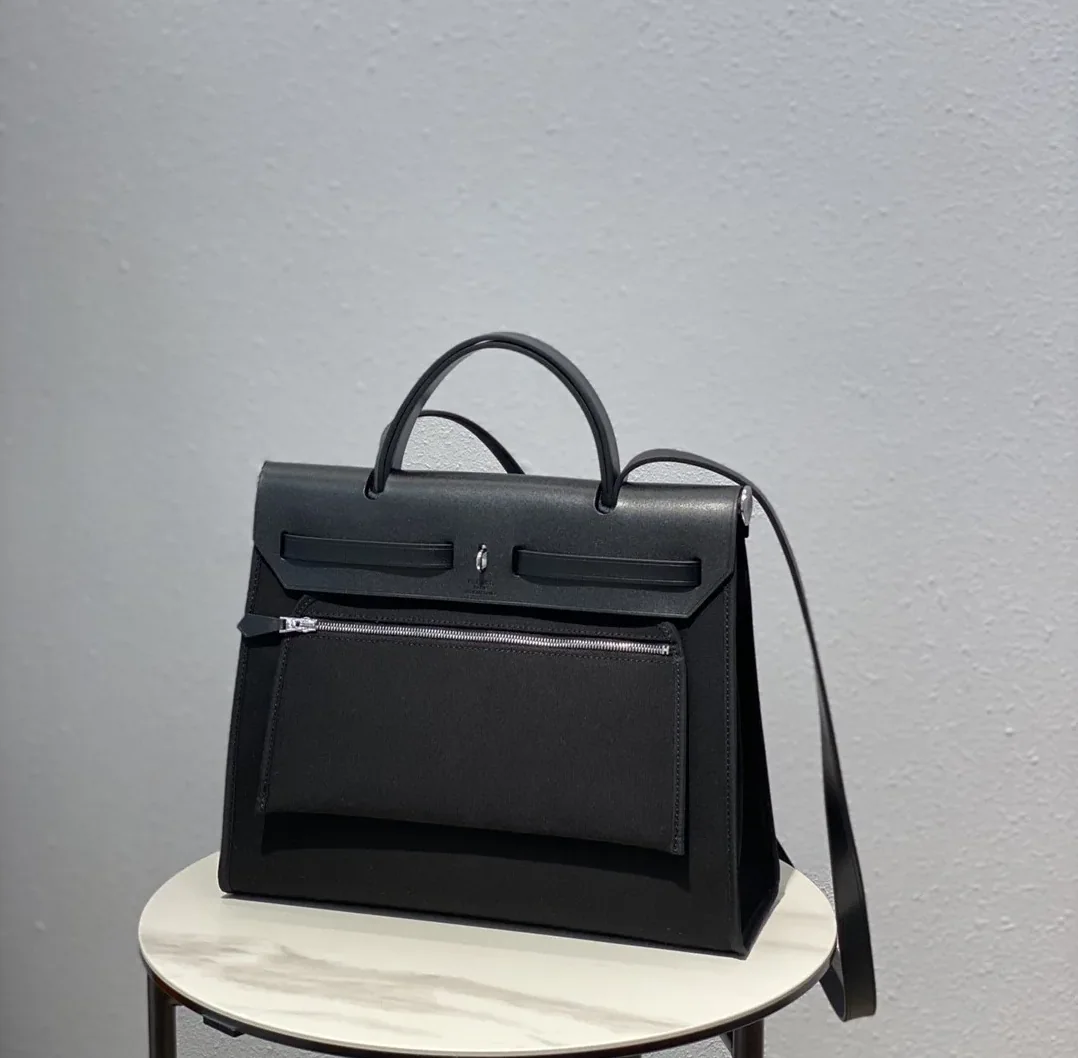 Hermes Herbag Zip Bag Black, Silver Toned Hardware Bag Hermes Herbag Zip Bag Black, Silver Toned Hardware Bag
