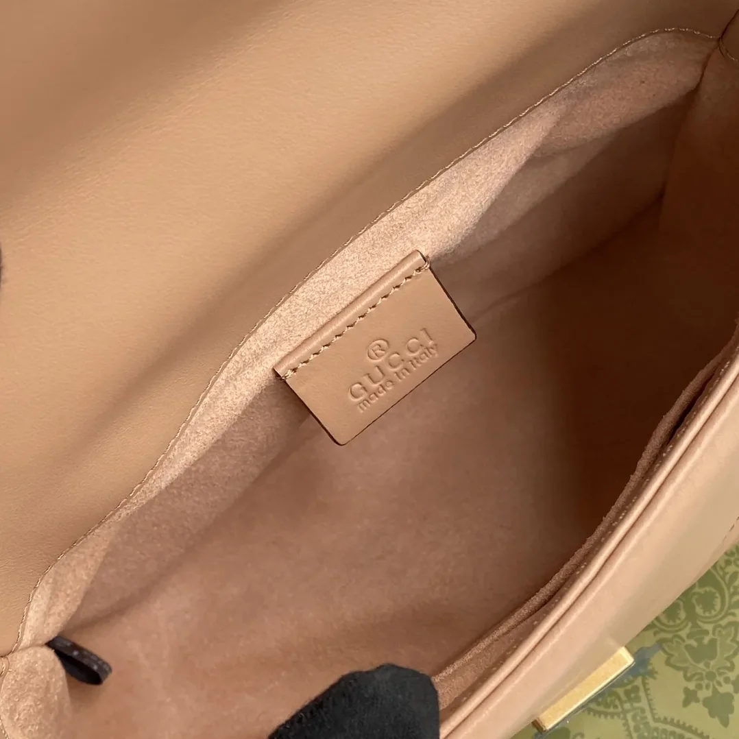 Gucci GG Marmont Mini Top Handle Bag Beige Gucci GG Marmont Mini Top Handle Bag Beige