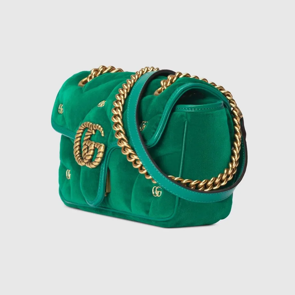 Gucci GG Marmont Mini Green Shoulder Bag FACK2 2545- 8.5 Inches/ Gucci GG Marmont Mini Green Shoulder Bag FACK2 2545- 8.5 Inches/