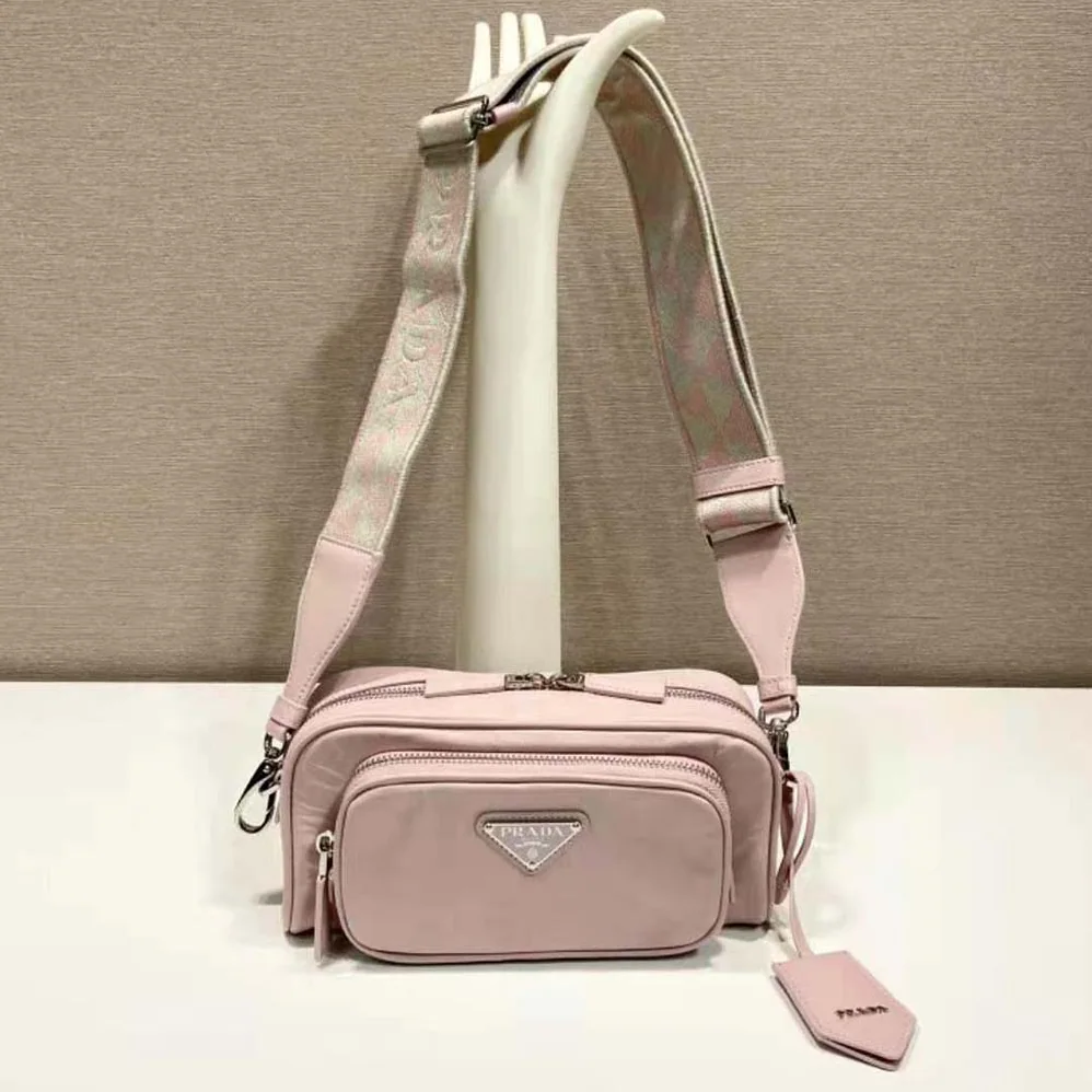 Prada Nappa Antique Leather Multi-Pocket Shoulder Bag for Women in Pink