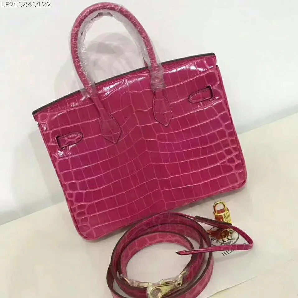 Hermes Birkin 30 Bag in Alligator Leather with Gold Hardware in Pink