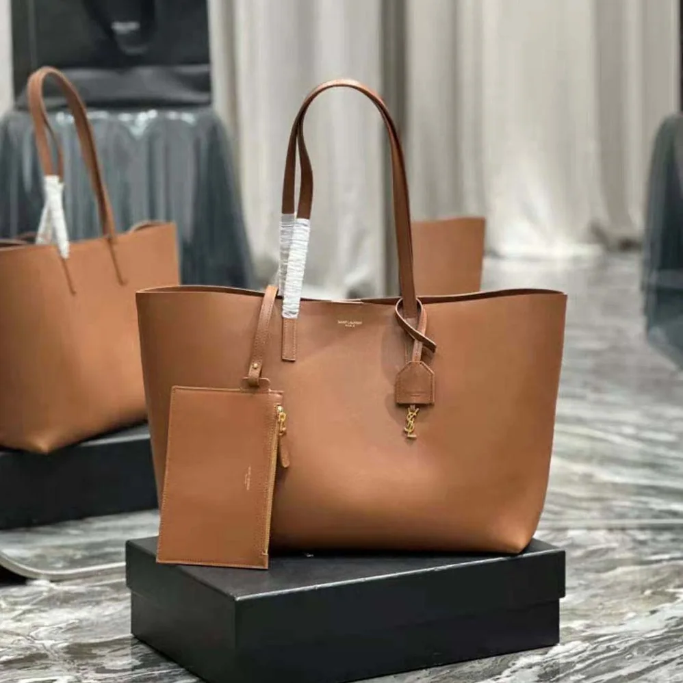 Saint Laurent YSL Shopping Saint Laurent E/W in Supple Leather for Women in Brown