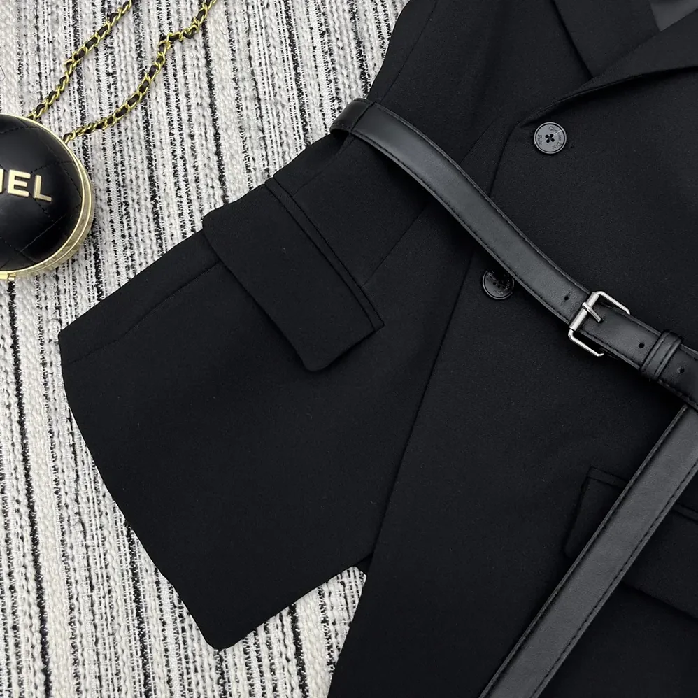 Dior Asymmetric Short-Sleeved Jacket with Belt Black Silk and Cotton Faille for Women Dior Asymmetric Short-Sleeved Jacket with Belt Black Silk and Cotton Faille for Women