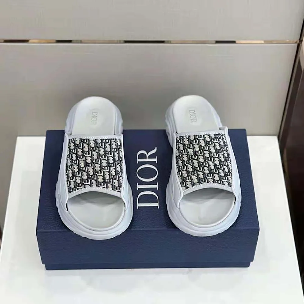 Dior H-town Sandal Gray Rubber with Beige and Black Dior Oblique Jacquard for Men Dior H-town Sandal Gray Rubber with Beige and Black Dior Oblique Jacquard for Men