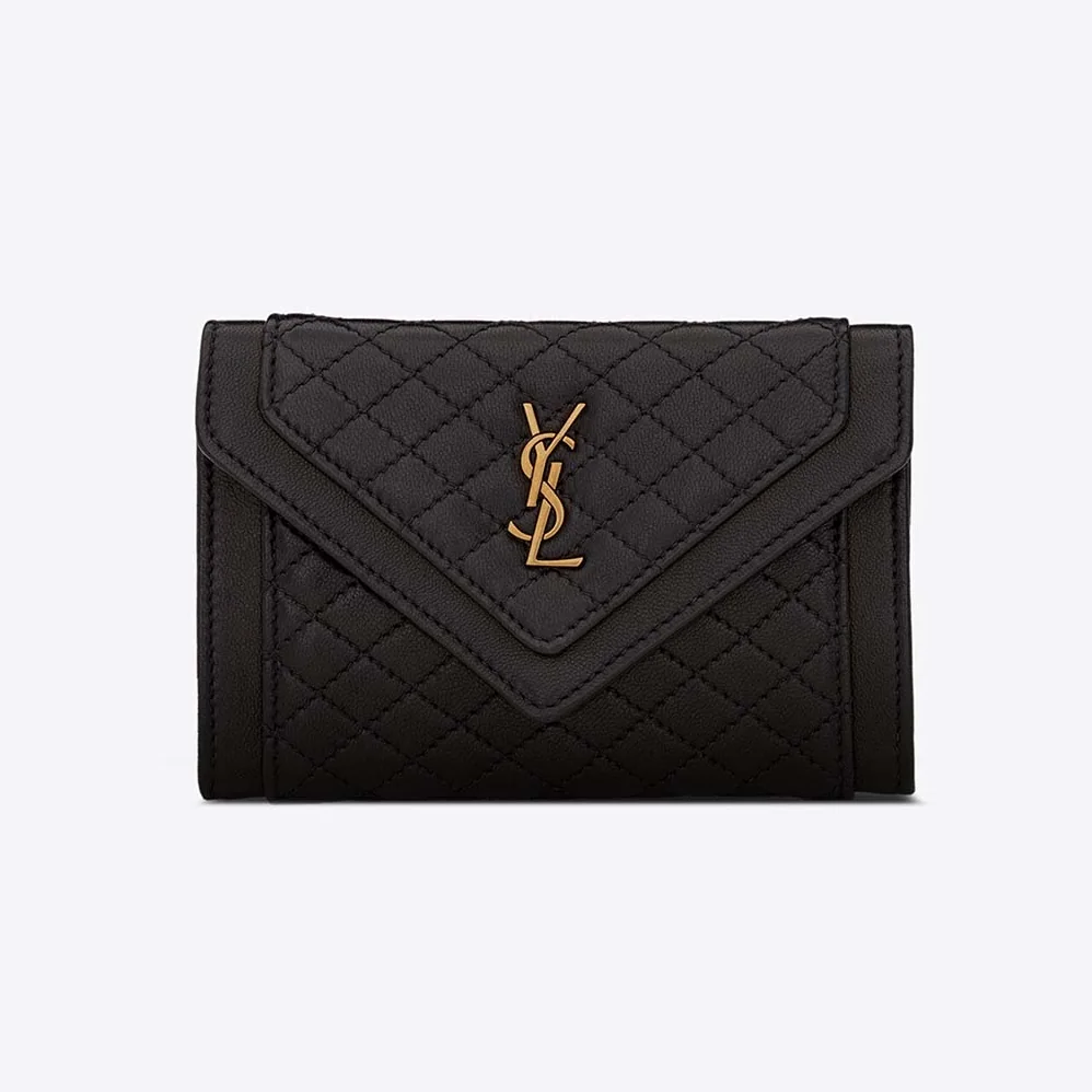 Saint Laurent YSL Vlogo Signature Grainy Calfskin Cardholder wth Zipper for Women in Black Saint Laurent YSL Vlogo Signature Grainy Calfskin Cardholder wth Zipper for Women in Black