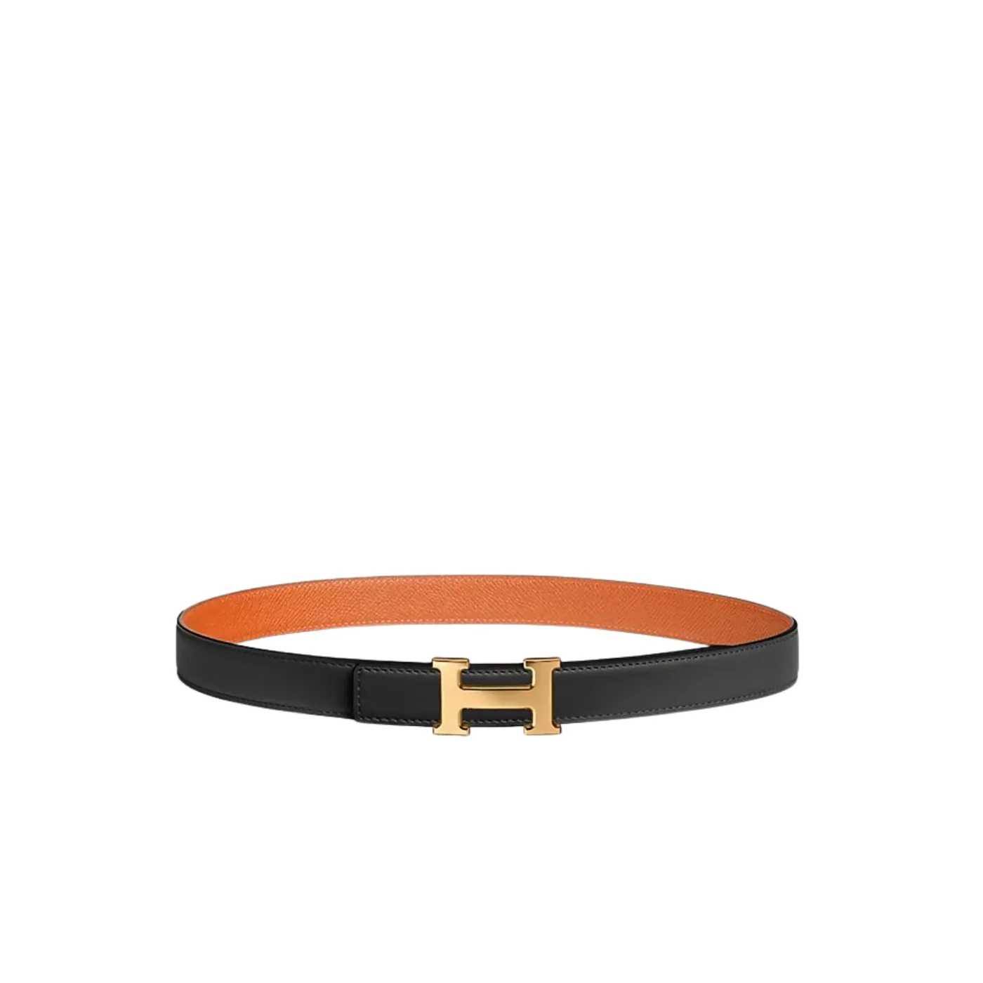 Hermes Mini H Reversible Belt Noir in Orange Hermes Mini H Reversible Belt Noir in Orange