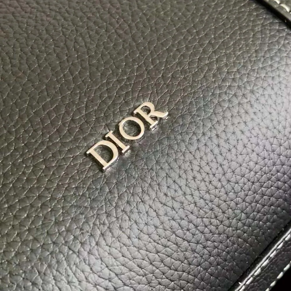 Dior Lingot Briefcase Black Grained Calfskin for Men