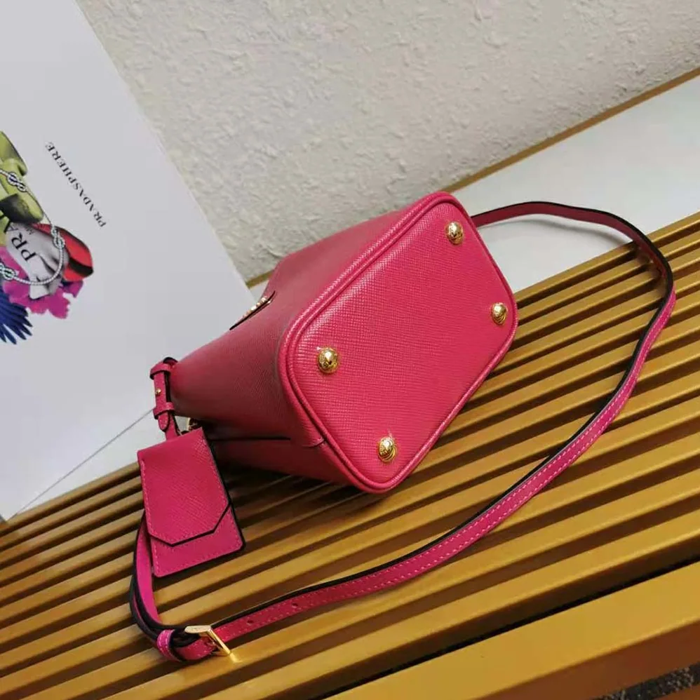 Prada Small Saffiano Leather Prada Panier Bag for Women in Rose Prada Small Saffiano Leather Prada Panier Bag for Women in Rose