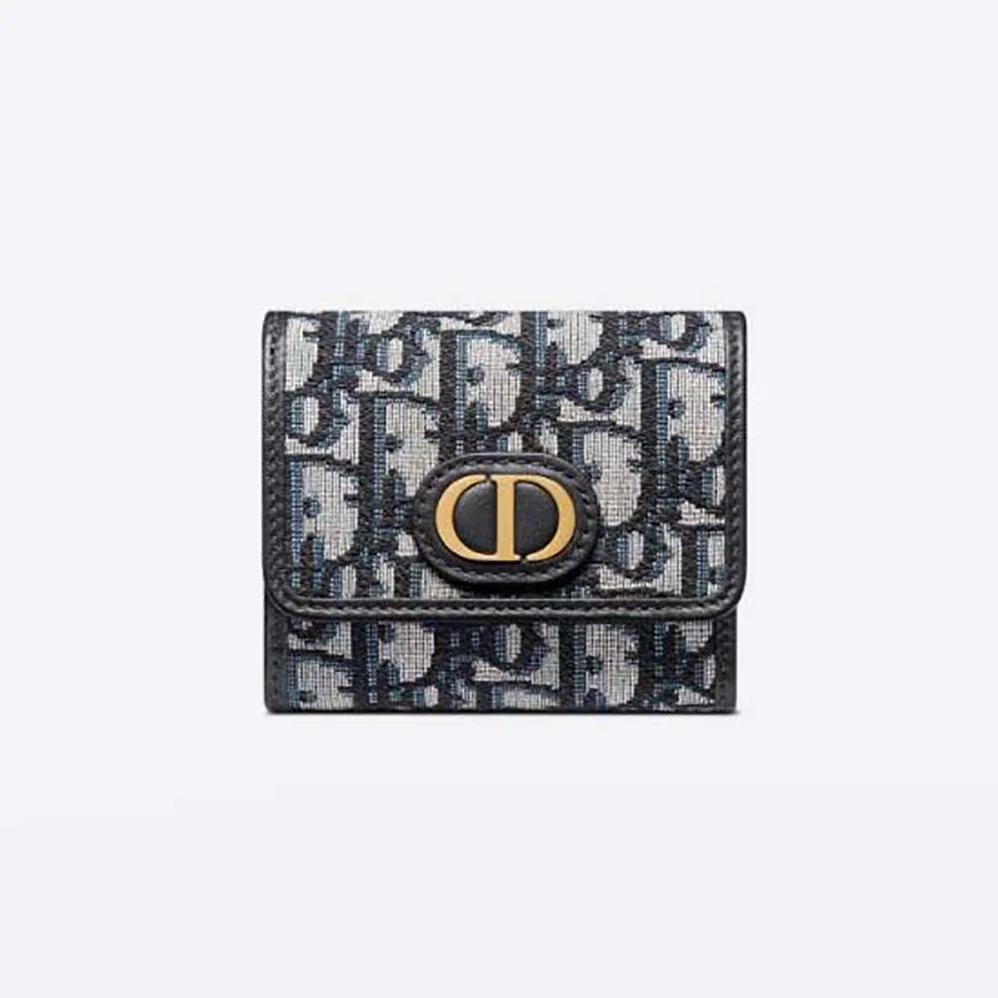 Dior 30 Montaigne Lotus Wallet Blue Dior Oblique Jacquard for Women Dior 30 Montaigne Lotus Wallet Blue Dior Oblique Jacquard for Women