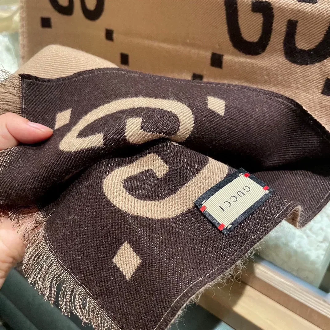 Gucci Wool Silk Scarf Beige