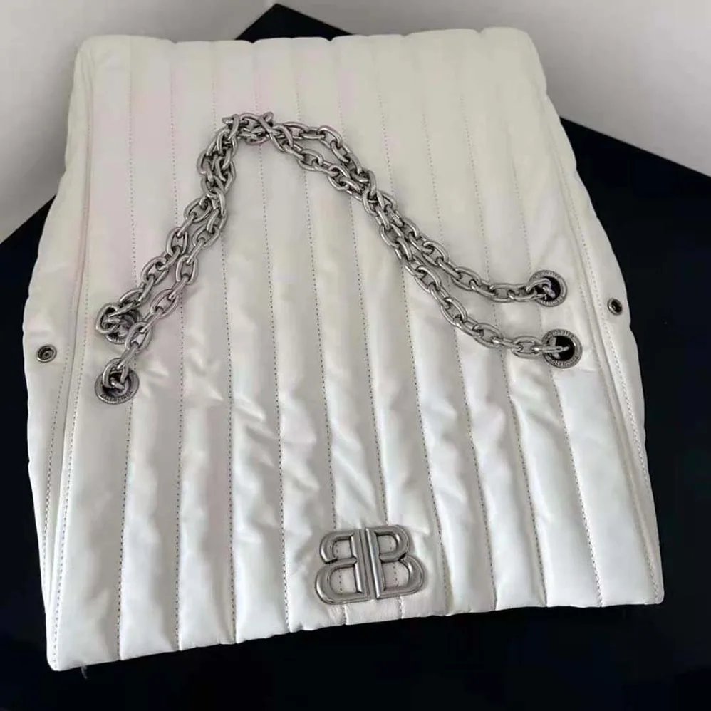 Balenciaga Monaco Medium Chain Bag Quilted in off White for Women