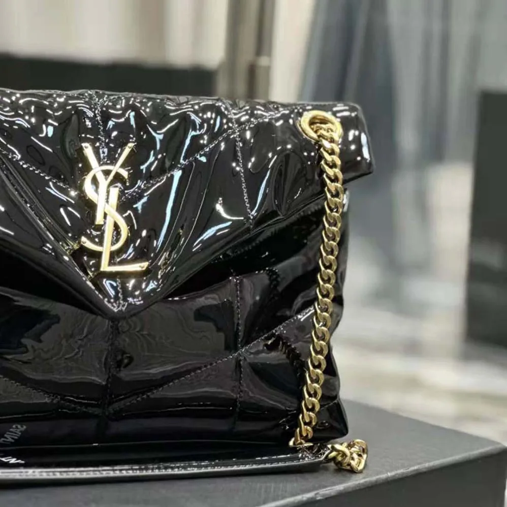 Saint Laurent YSL Puffer Small Chain Bag in Quilted Vinyle for Women in Black Saint Laurent YSL Puffer Small Chain Bag in Quilted Vinyle for Women in Black