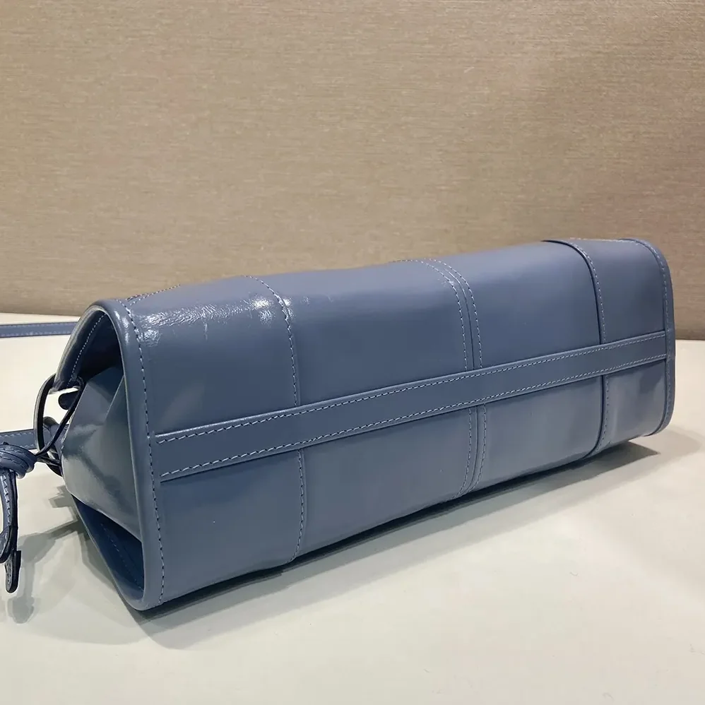 Prada Bonnie Medium Leather Handbag for Women in Light Blue Prada Bonnie Medium Leather Handbag for Women in Light Blue