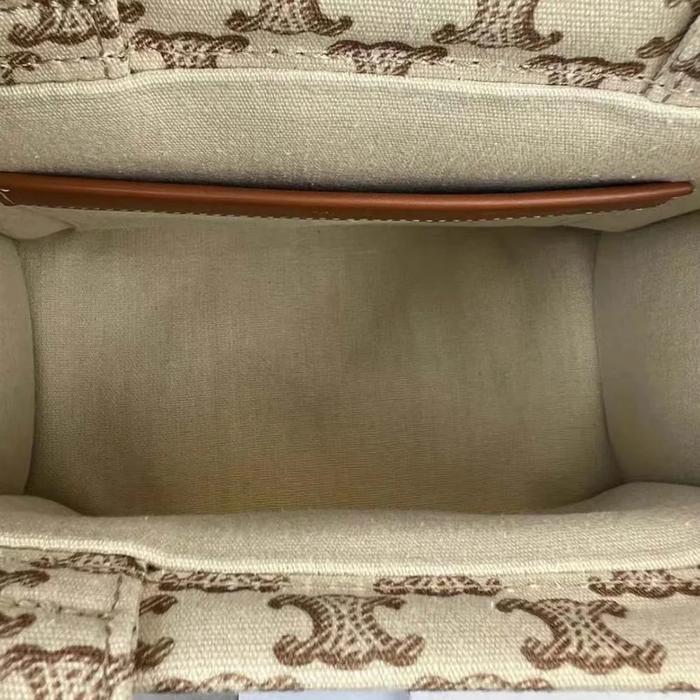 Celine Small Cabas Thais in Textile with Triomphe Canvas Print and Calfskin for Women in Beige