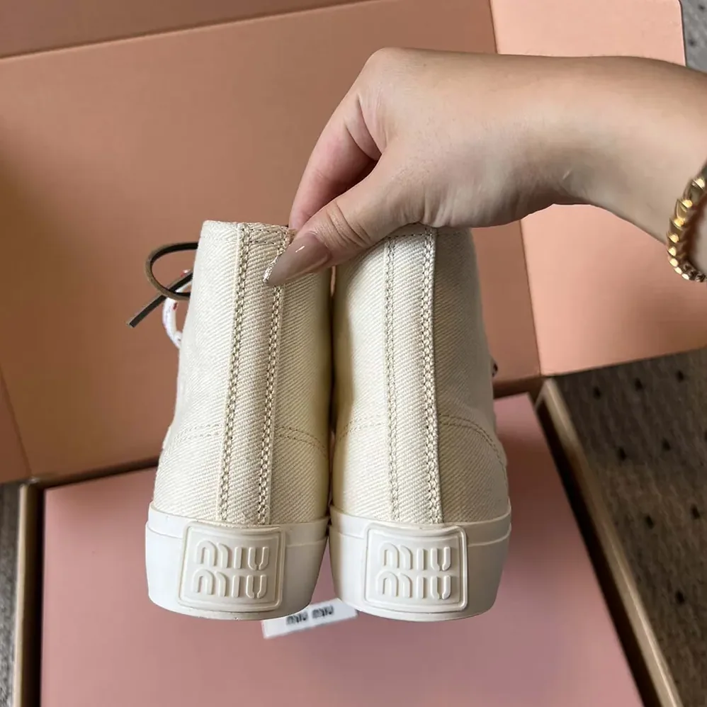 Miu Miu Washed Denim High for Women in top Sneakers Miu Miu Washed Denim High for Women in top Sneakers