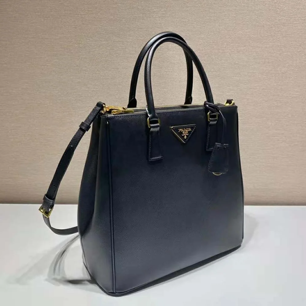 Prada Medium Prada Galleria Saffiano Leather Bag for Women in Black Prada Medium Prada Galleria Saffiano Leather Bag for Women in Black