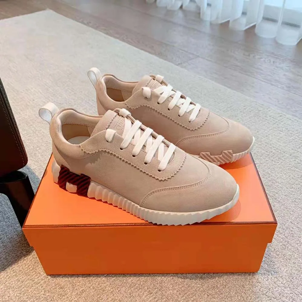 Hermes Bouncing Sneaker in Suede Goatskin for Women in Sandy