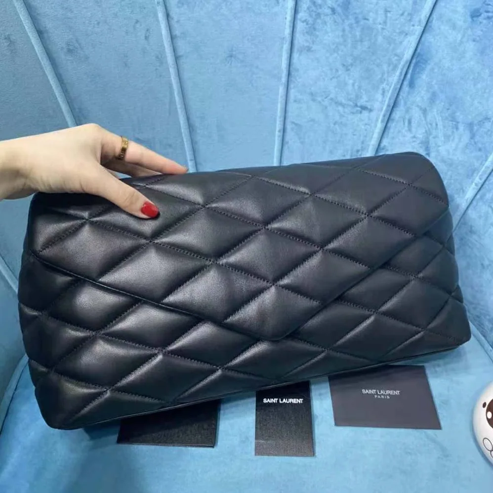 Saint Laurent YSL Sade Puffer Envelope Clutch in Lambskin for Women in Black