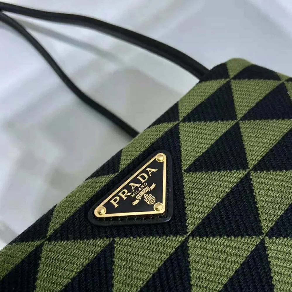 Prada Small Embroidered Fabric Bag for Women in Green Prada Small Embroidered Fabric Bag for Women in Green