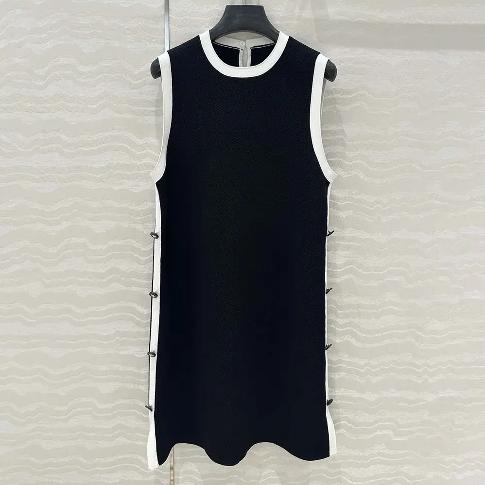 Dior Dioriviera Short Straight Dress Black and Ecru Technical Knit for Women