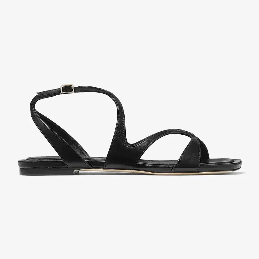 Jimmy Choo Ayla Flat Black Nappa Leather Flats for Women Jimmy Choo Ayla Flat Black Nappa Leather Flats for Women