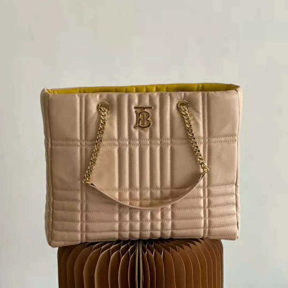 Burberry Medium Quilted Lambskin Lola Shopper Bag for Women in Sandy