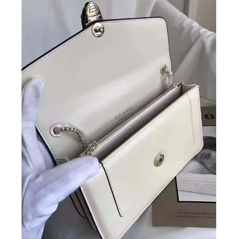 Bvlgari Serpenti Forever Medium Flap Cover Chain Bag Calfskin in White Bvlgari Serpenti Forever Medium Flap Cover Chain Bag Calfskin in White