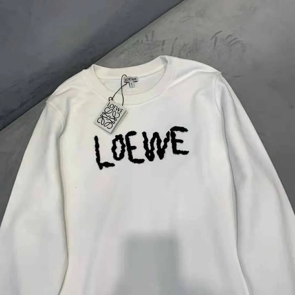 Loewe Embroidered Sweatshirt in Cotton for Women in White Loewe Embroidered Sweatshirt in Cotton for Women in White