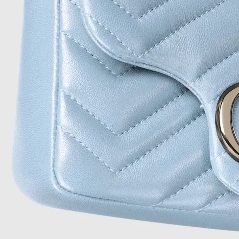 Gucci Marmont Mini Shoulder Bag in Light Blue Palladium Hardware
