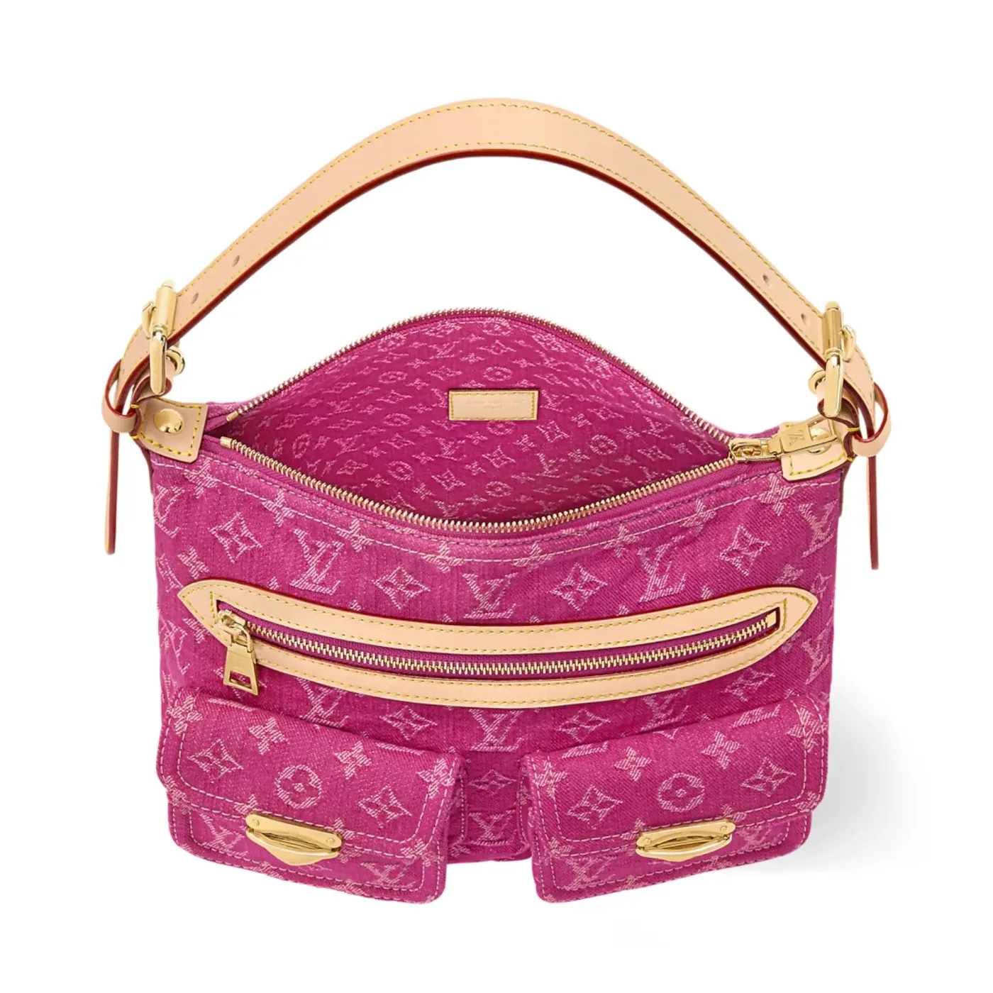 Louis Vuitton Baggy Shouder Bag in Fuchsia Denim Gold Hardware