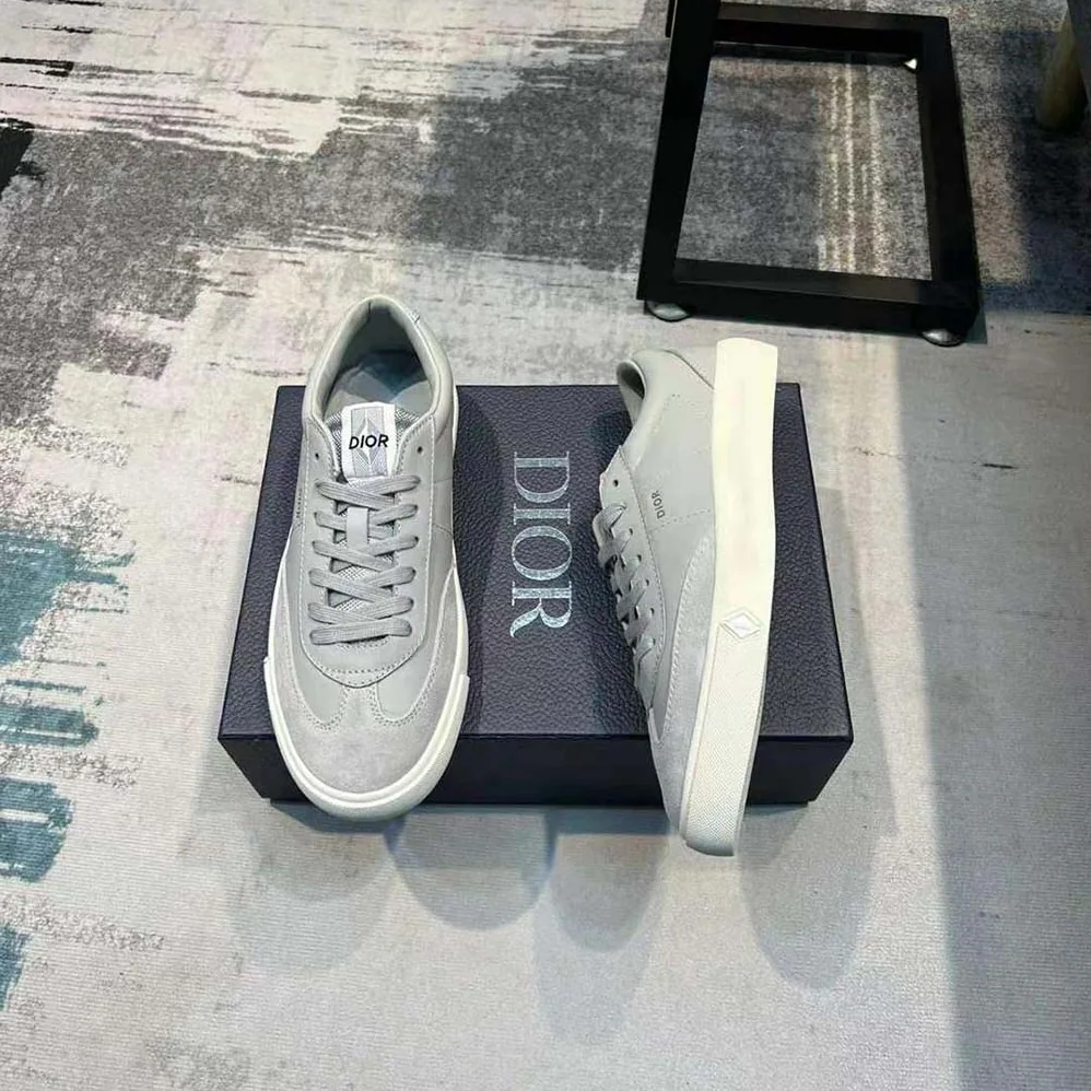 Dior B101 Sneaker Dior Gray Smooth Calfskin and Nubuck for Men