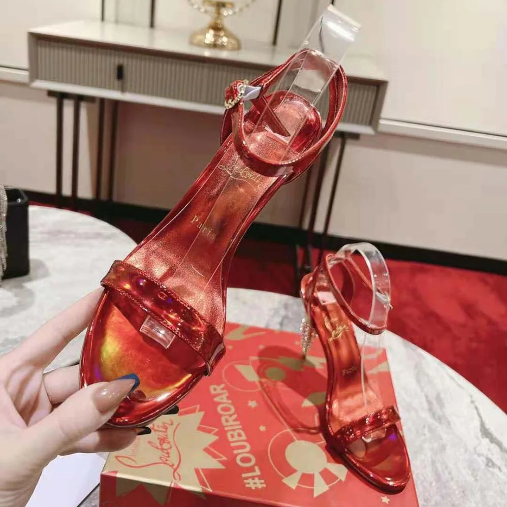 Christian Louboutin Lipstrass Queen 100 mm Heel Height for Women in Red Christian Louboutin Lipstrass Queen 100 mm Heel Height for Women in Red