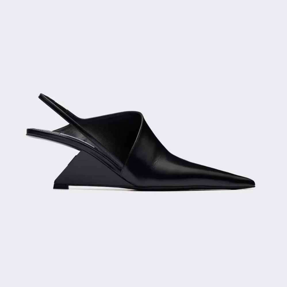Prada Brushed Leather Slingback Pumps in 65mm Heel Height for Women in Black