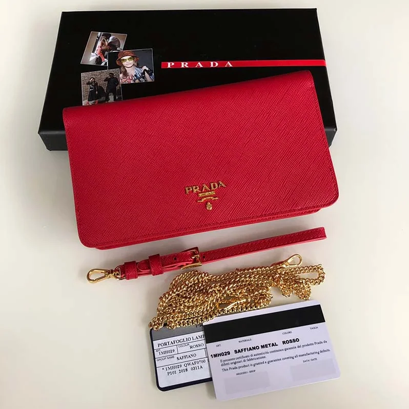 Prada Saffiano Leather Mini Bag for Women in Red Prada Saffiano Leather Mini Bag for Women in Red