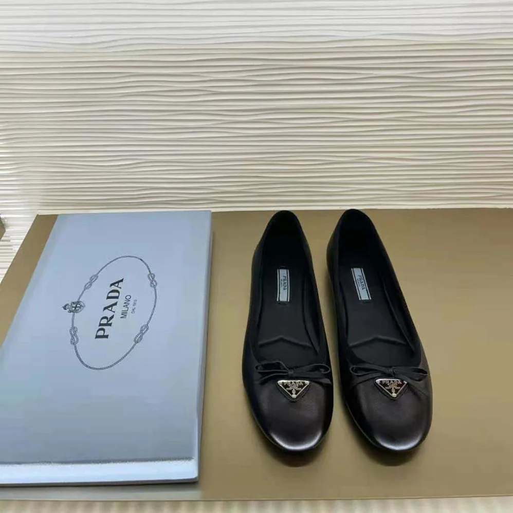 Prada Nappa Leather Ballerinas for Women in Black