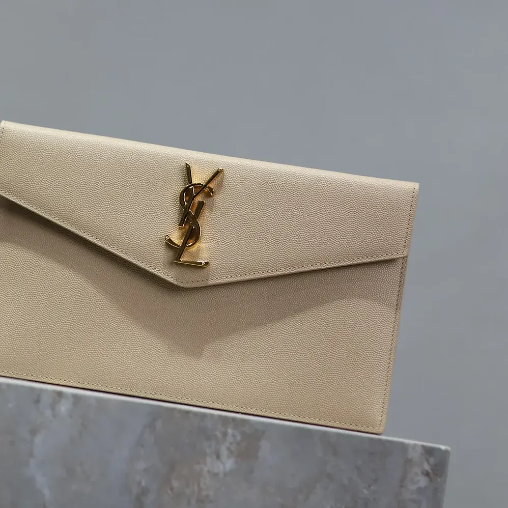 Saint Laurent YSL Uptown Pouch in Grain De Poudre Embossed Leather for Women